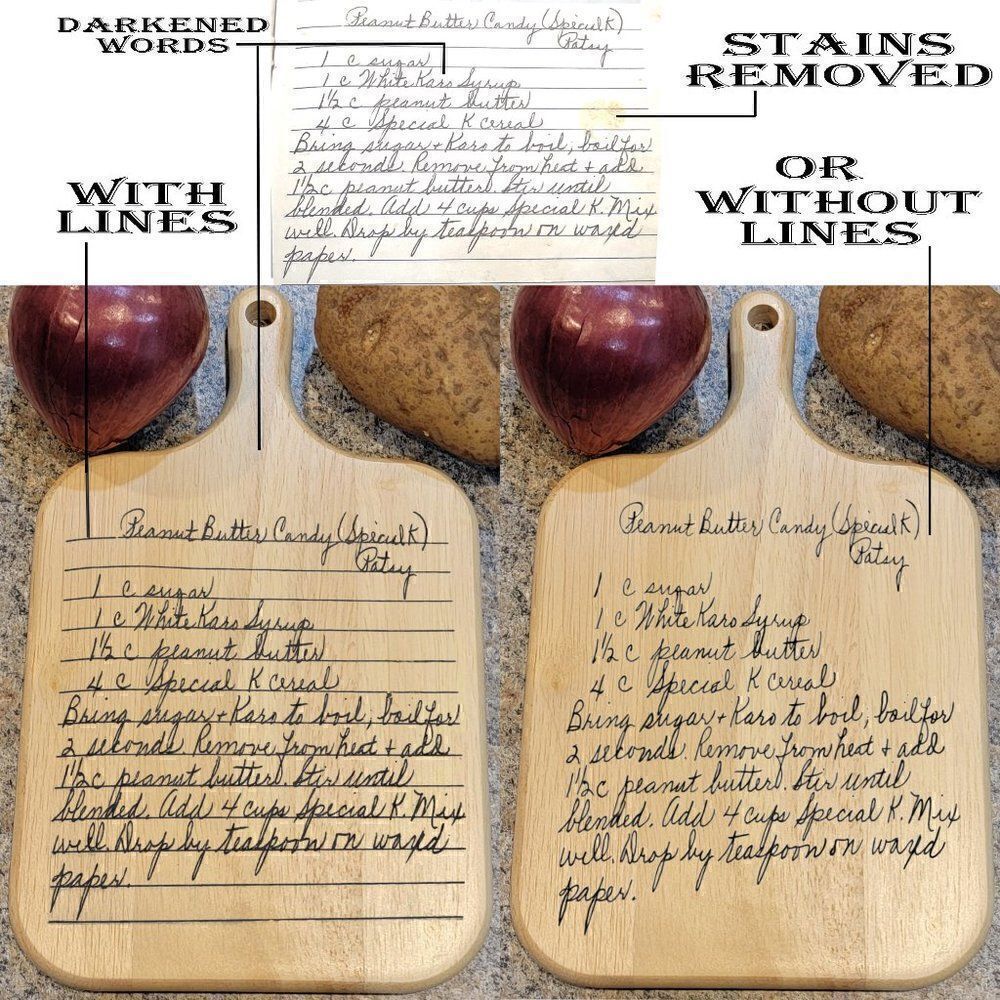Engraved Handwriting Recipe Oak Cutting Board - Personalized Cutting Board